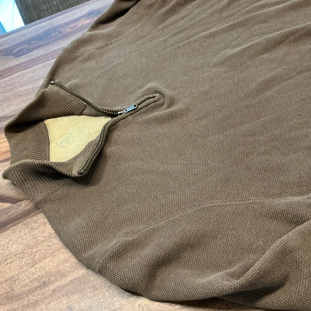 Aigle Mens Quarter Zip Pullover Sweater Brown Elbow Patch Long‎ Sleeve